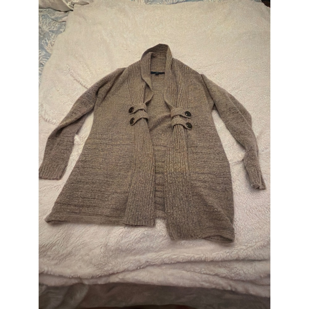 Apt. 9 Womens Tan Marl Shawl Collar Open Front Cardigan Button Detail XS